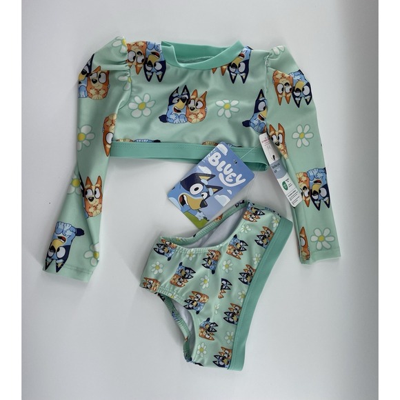 Bluey Other - Bluey Girls 2 Piece Swim Suit Long Sleeve shirt Size 12M UPF 50+ NWT